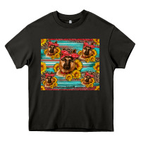 Asphalt german shepherd with sunflowers Heavy Core Tee - Artiststas