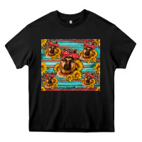Black german shepherd with sunflowers Heavy Core Tee - Artiststas