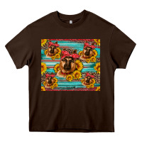 Chocolate Brown german shepherd with sunflowers Heavy Core Tee - Artiststas