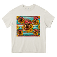 Cream german shepherd with sunflowers Heavy Core Tee - Artiststas
