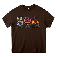 Chocolate Brown peace love rodeo Heavy Core Tee - Zillion Design Studio