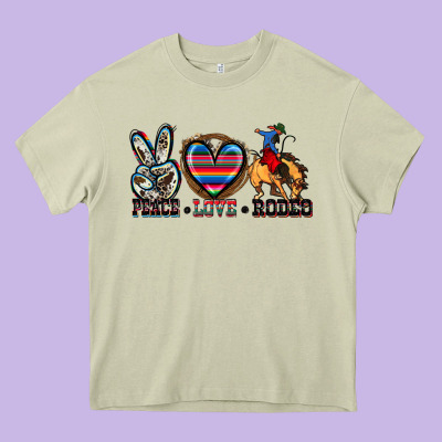 Peace Love Rodeo Heavy Core Tee Designed By Zillion Design Studio