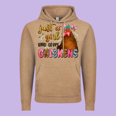 Just A Girl Who Loves Chickens Vintage Hoodie Designed By Jahusdesignshop