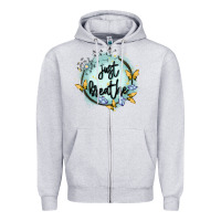 Heather Grey just breathe Zipper Hoodie - MaliasSmallBusiness