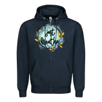 Navy just breathe Zipper Hoodie - MaliasSmallBusiness