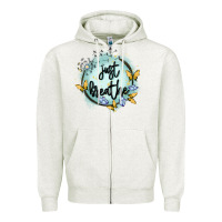 Oatmeal Heather just breathe Zipper Hoodie - MaliasSmallBusiness
