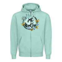 Seafoam just breathe Zipper Hoodie - MaliasSmallBusiness