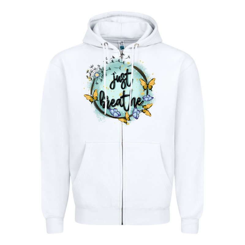 Just Breathe Zipper Hoodie by MaliasSmallBusiness | Teevron