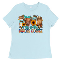 Baby Blue moody before coffee Ladies Tee - JahusDesignShop