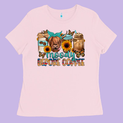 Moody Before Coffee Ladies Tee Designed By Jahusdesignshop