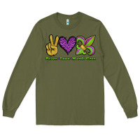 Army Green peace love mardi gras Long Sleeve Tee - Jasminsmagicworld