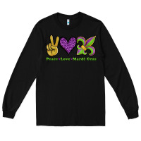Black peace love mardi gras Long Sleeve Tee - Jasminsmagicworld