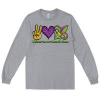 Heather Grey peace love mardi gras Long Sleeve Tee - Jasminsmagicworld