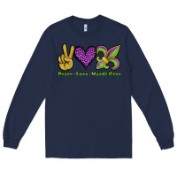 Navy peace love mardi gras Long Sleeve Tee - Jasminsmagicworld