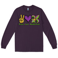 Plum peace love mardi gras Long Sleeve Tee - Jasminsmagicworld