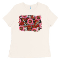 Bone valentines day sunflowers leopard cowhide backgrou Ladies Tee - RanaPortraitStore