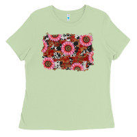 Matcha valentines day sunflowers leopard cowhide backgrou Ladies Tee - RanaPortraitStore