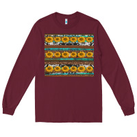 Burgundy sunflowers leopard cowhide turquoise Long Sleeve Tee - BarkalooDesign