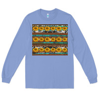 Colony Blue sunflowers leopard cowhide turquoise Long Sleeve Tee - BarkalooDesign