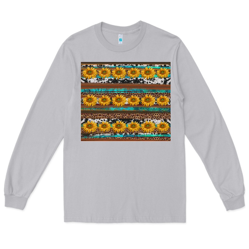 Sunflowers Leopard Cowhide Turquoise Long Sleeve Tee by BarkalooDesign | Teevron