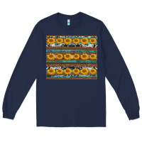 Navy sunflowers leopard cowhide turquoise Long Sleeve Tee - BarkalooDesign