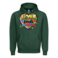 Sports Green Love needs no words Zipper Hoodie - NancyCooperArtShop