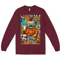 Burgundy Western Farm Life Long Sleeve Tee - LillyAllenDesigns
