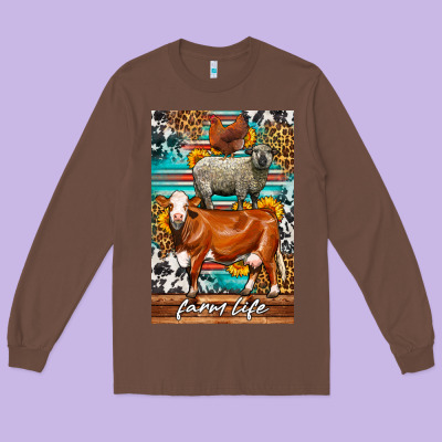 Western Farm Life Long Sleeve Tee Designed By Lillyallendesigns