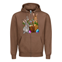 Chestnut Bunnys carrots eggs with basket Easter Zipper Hoodie - NancyCooperArtShop