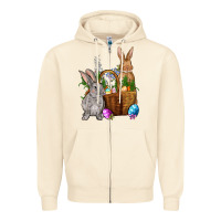 Sandshell Bunnys carrots eggs with basket Easter Zipper Hoodie - NancyCooperArtShop
