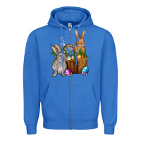 True Royal Bunnys carrots eggs with basket Easter Zipper Hoodie - NancyCooperArtShop
