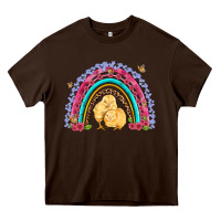 Chocolate Brown easter flowers and butterfly with chicks rainbow Heavy Core Tee - Artiststas