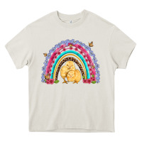 Cream easter flowers and butterfly with chicks rainbow Heavy Core Tee - Artiststas