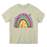 Mossy easter flowers and butterfly with chicks rainbow Heavy Core Tee - Artiststas