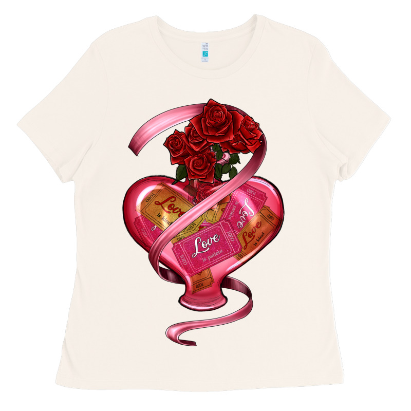 Heart Glass Vase Love Tickets With Rose Ladies Tee by RanaPortraitStore | Teevron