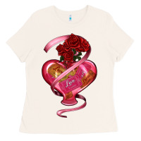 Bone heart glass vase love tickets with rose Ladies Tee - RanaPortraitStore