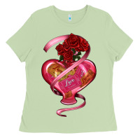 Matcha heart glass vase love tickets with rose Ladies Tee - RanaPortraitStore