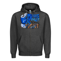 Charcoal Heather his fight is our fight colon cancer blue ribbon Zipper Hoodie - NancyCooperArtShop
