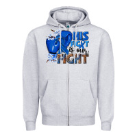 Heather Grey his fight is our fight colon cancer blue ribbon Zipper Hoodie - NancyCooperArtShop