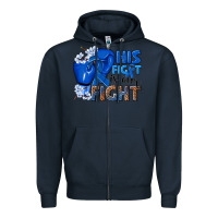 Navy his fight is our fight colon cancer blue ribbon Zipper Hoodie - NancyCooperArtShop