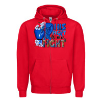 Red his fight is our fight colon cancer blue ribbon Zipper Hoodie - NancyCooperArtShop