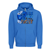 True Royal his fight is our fight colon cancer blue ribbon Zipper Hoodie - NancyCooperArtShop