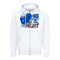 White his fight is our fight colon cancer blue ribbon Zipper Hoodie - NancyCooperArtShop