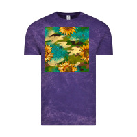 Cloud Purple camouflage turquoise glitter sunflowers seamless pattern Vintage Tee - BundleAndBundleShop