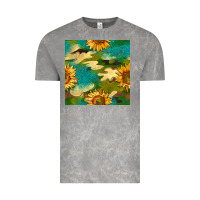 Cloud Rock camouflage turquoise glitter sunflowers seamless pattern Vintage Tee - BundleAndBundleShop
