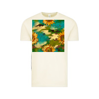 Vintage Arctic camouflage turquoise glitter sunflowers seamless pattern Vintage Tee - BundleAndBundleShop