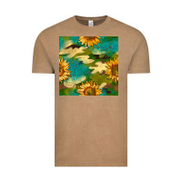 Vintage Coffee camouflage turquoise glitter sunflowers seamless pattern Vintage Tee - BundleAndBundleShop