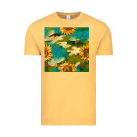 Vintage Mustard camouflage turquoise glitter sunflowers seamless pattern Vintage Tee - BundleAndBundleShop