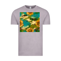 Vintage Zinc camouflage turquoise glitter sunflowers seamless pattern Vintage Tee - BundleAndBundleShop