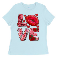 Baby Blue love kiss Ladies Tee - RanaPortraitStore